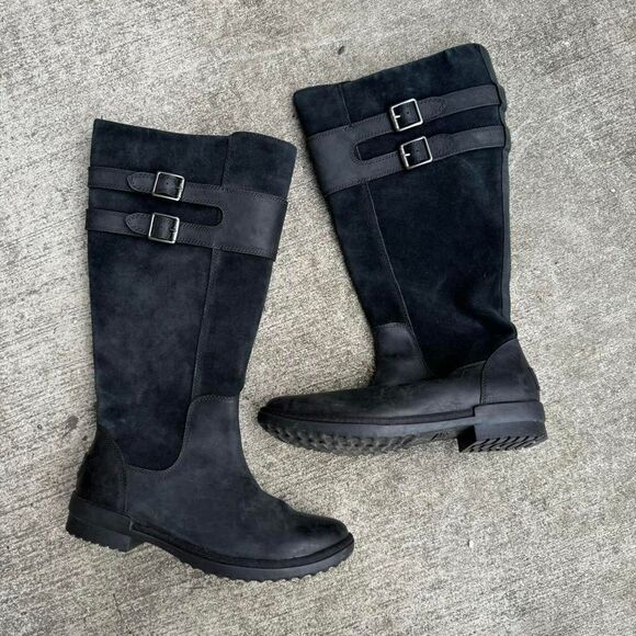 Ugg Zarina Boot Women's Size 8.5 Knee High Suede Black Buckle Lined Fairycore‎ - Picture 2 of 8